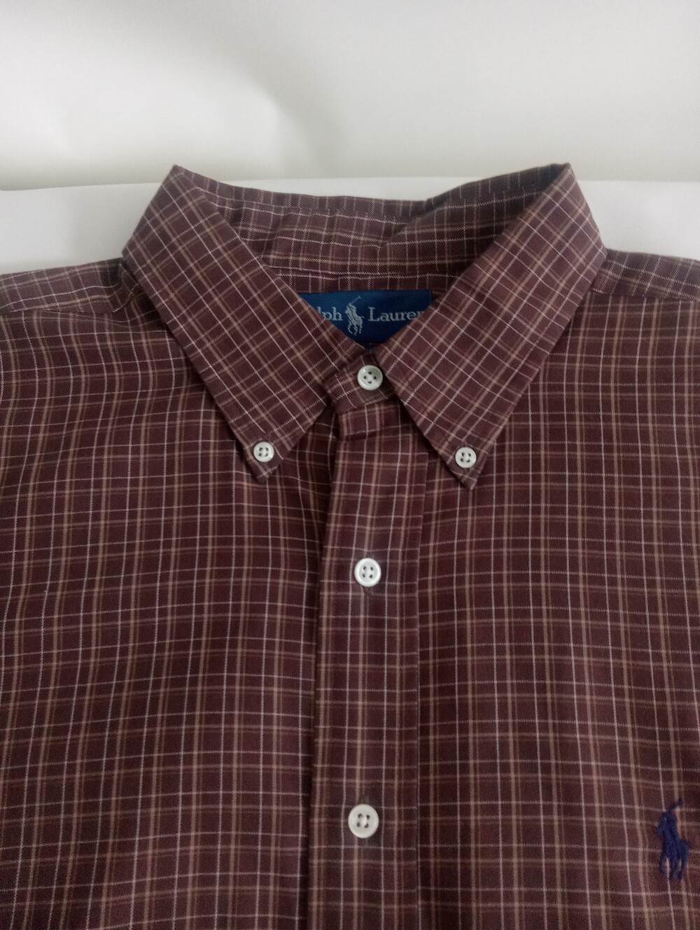 Ralph Lauren Blake Mens Dark Brown Gingham Check Button Down Shirt Size XL